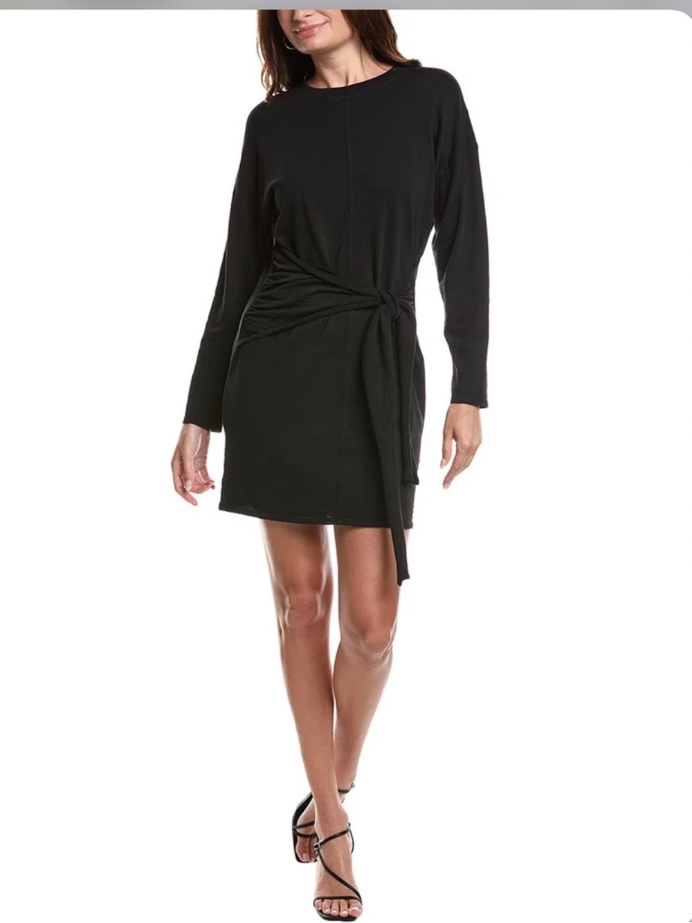 Lou & Grey Black Long-Sleeve Tie-Waist ultra soft Mini Dress